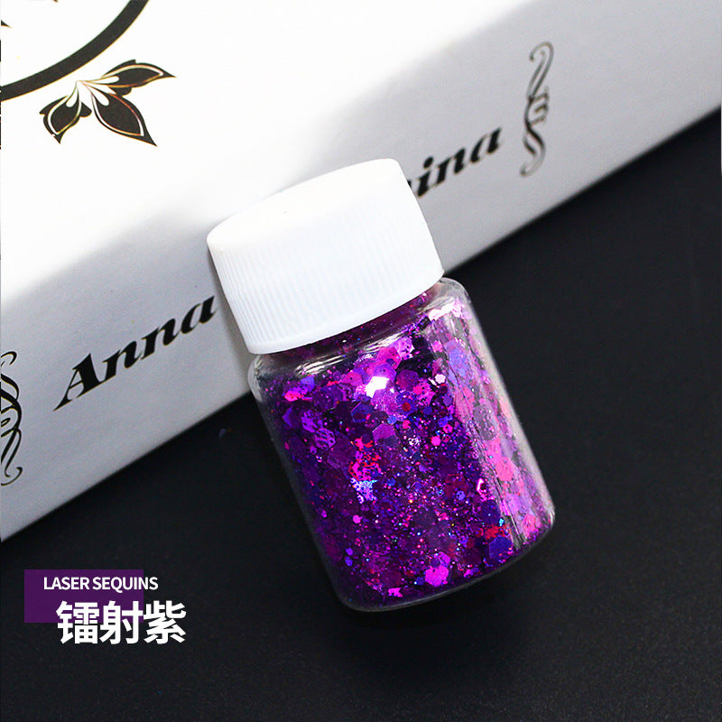 Wholesale Mixed Sequins Laser Colorful Glitter Powder Nail Art Crystal Drip Glue Flow Hemp Filler Gold Powder